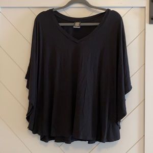 Black Cotton Dolman Sleeve Top
